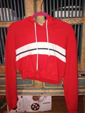 Women Garage Red Cropped Hoodie